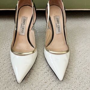 Jimmy Choo White/Black/Gold Heels
